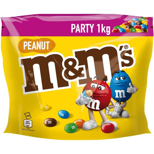 M&M's Peanut Chocolate Party Bulk Bag, Chocolate Gift, 1kg 1
