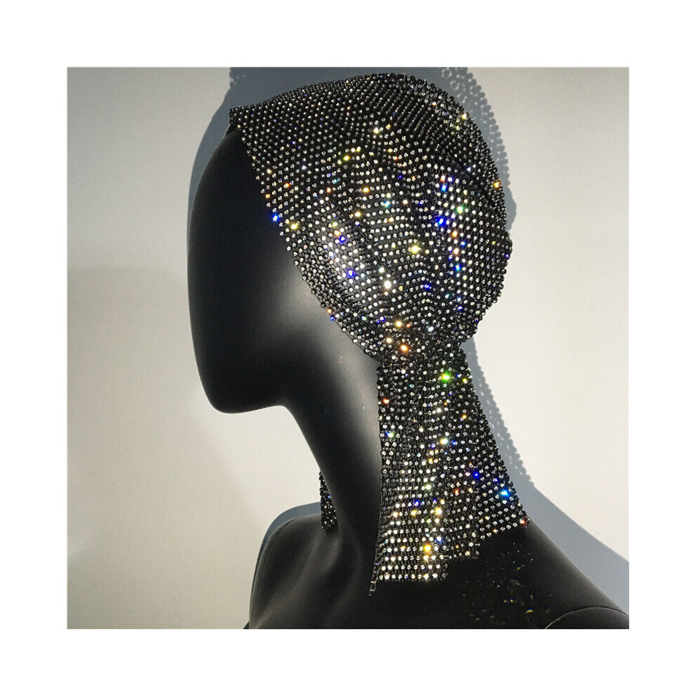 Head Scarf Tie Ada Gold Rhinestone Embellished Strapless Gown With