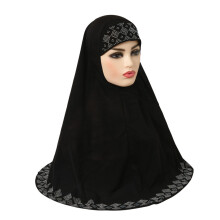 High Muslim Big Girls Hijab with Rhinestone Glitters Top Pull On Islamic Scarf Amira Headwrap Pray Scarves Headscarf