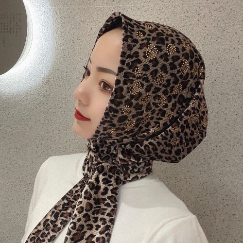 Easy Instant Leopard Print Muslim Gilrs Hijab Head Wears 1