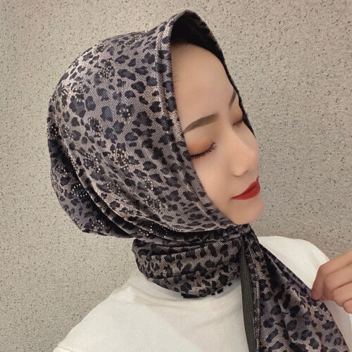 Easy Instant Leopard Print Muslim Gilrs Hijab Head Wears 2