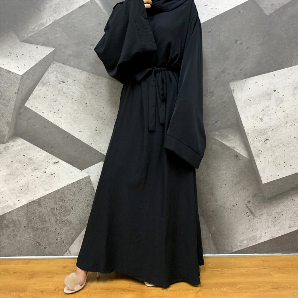 Nida Maxi Dress Abaya Kaftan Women Tie Waist Loose Causul Long Sleeve Muslim Hijab Dress Islam Dubai Turkey Modset Robe-image-OPC-PBQFH7B-NEW