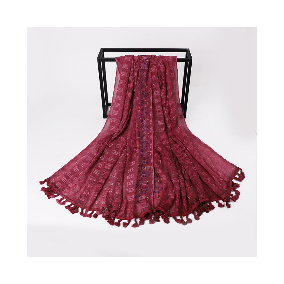 Women Cotton Scarf Hijab Embroidery Lace Tassels with Crystals Shawls Headband Hijabs Scarves Scarf 10 Colors For Choose-image-OPC-PBQFH6N-NEW