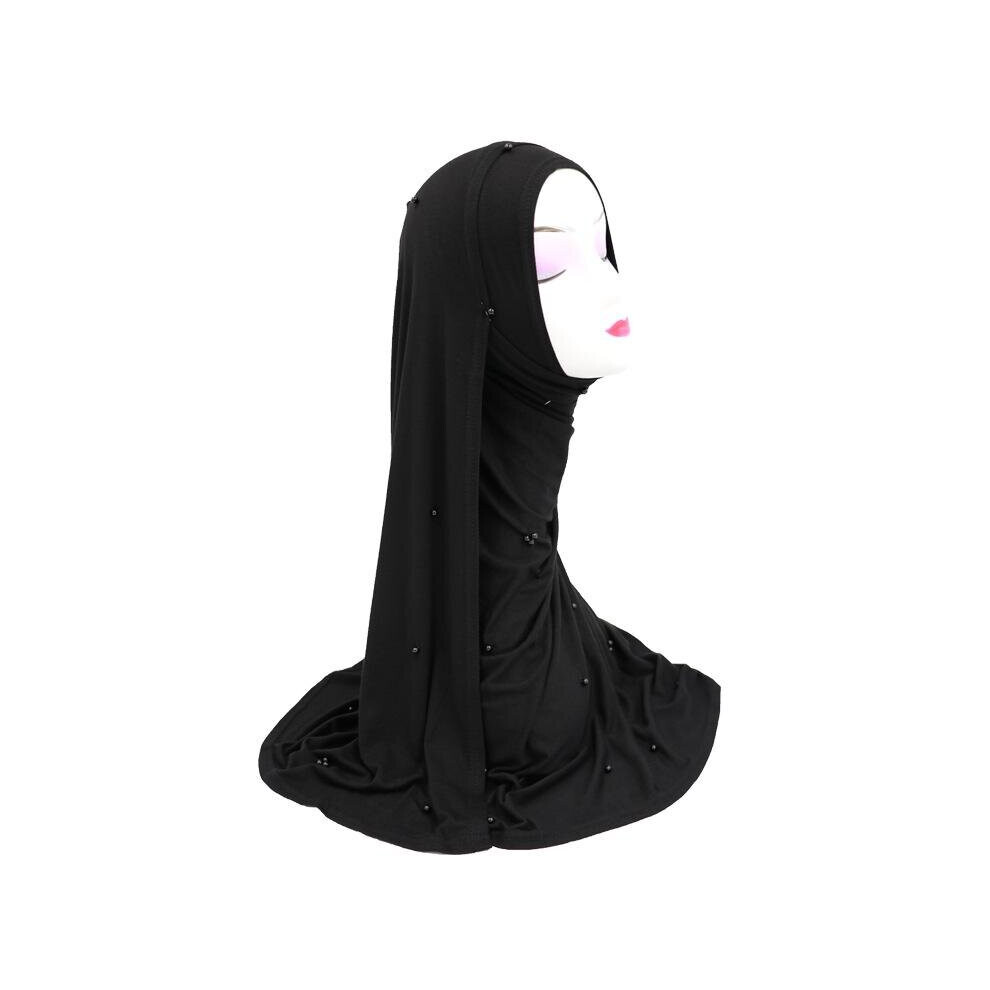 Plain Muslim Women Beads Amira Large Scarf Hijab Headscarf Wrap Islamic Shawl Turban Full Cover Stole Middle East Hijab 170*70cm-image-OPC-PBQFHFY-NEW