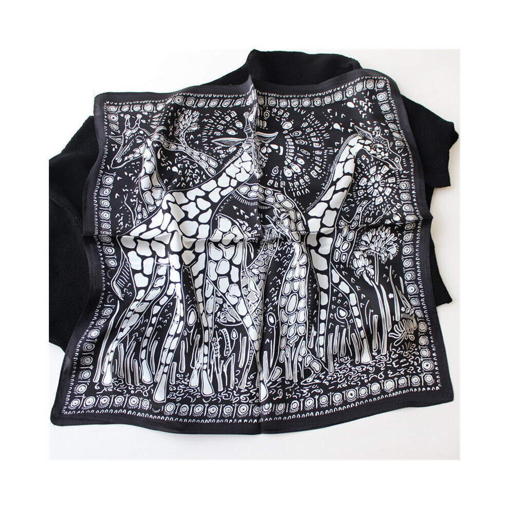 100% Pure Silk Scarf For Ladies Floral Animal Print Square Scarves Small Head Handkerchief Hijab Wraps 53x53CM-image-OPC-PBQFF56-NEW