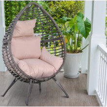 Rattan Egg Chair Garden Patio Furniture Retro Cushion Seat Grey Wicker Armchair
