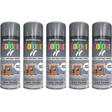 5 x 250ml Grey Primer Spray Paint - Matt Finish for Metal, Wood & Plastic (7135)