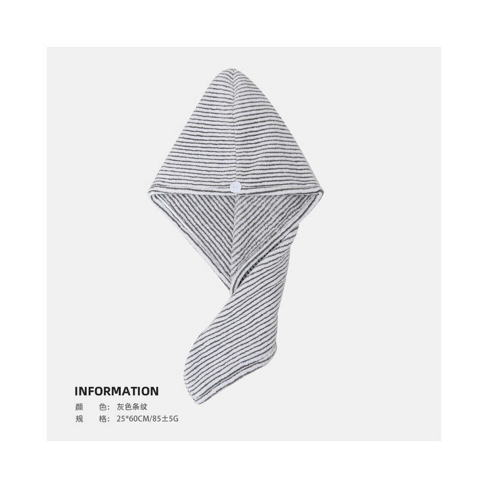 Hair Towel Striped Bamboo Charcoal Antibacterial Fiber Towel Bath Hats for Women Dry Hair Cap Drying Soft for Lady Turban Hea-image-OPC-PBQFJ97-NEW