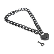 Sexy Choker Punk Heart Lock Metal Chain Collar BDSM Bondage Necklace Neckband