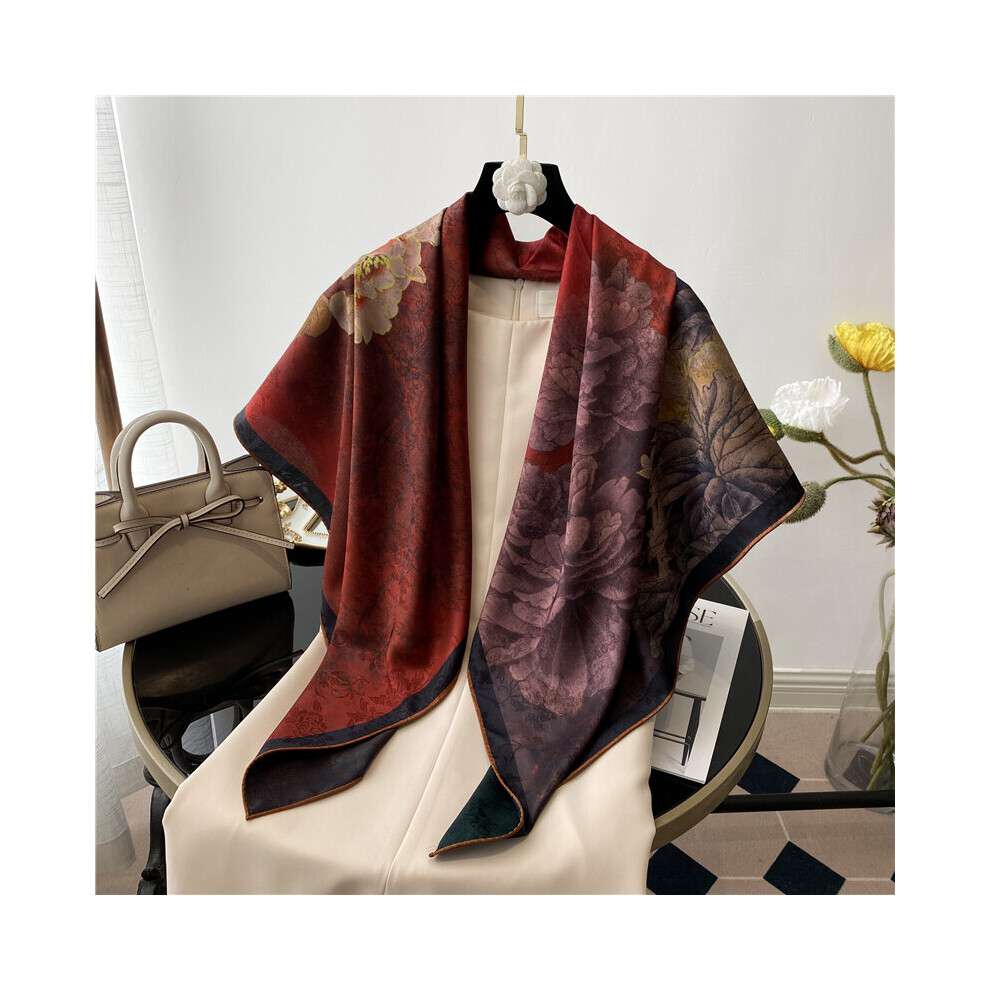 Double-side Print Square Scarf for Women Large Shawl Silk Feeling Headband Hijab Wrap Foulard Bandana-image-OPC-PBQFJYQ-NEW