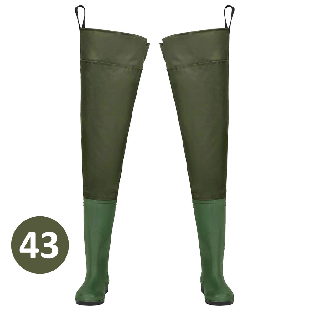 (UK - 9 EU - 43) Nylon Thigh Hip Waders Waterproof Fly Coarse Fishing Muck Wader Thigh Boots