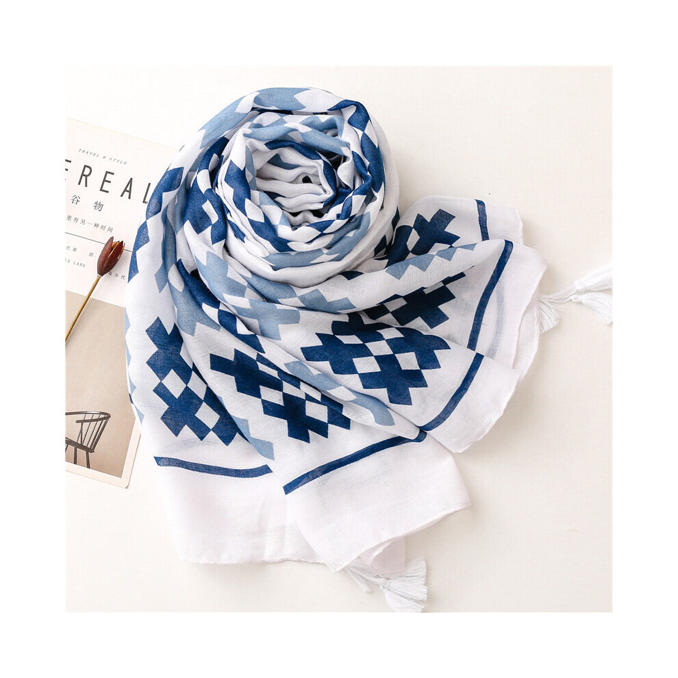 Women Geometric Large Shawl Scarf Classical Cross Pattern Hijab Neckwear Autumn Blanket Wrap Cover 180*90 cm-image-OPC-PBQFMDV-NEW