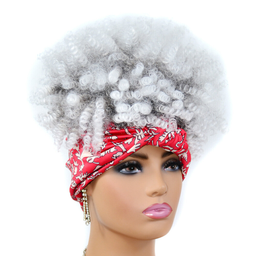 Unisex Multicoloured Afro Puff Curl Headband Wigs Short Afro Kinky Headband Wig Synthetic Heat Resistent Turban Wrap Headbands Wigs For Women
