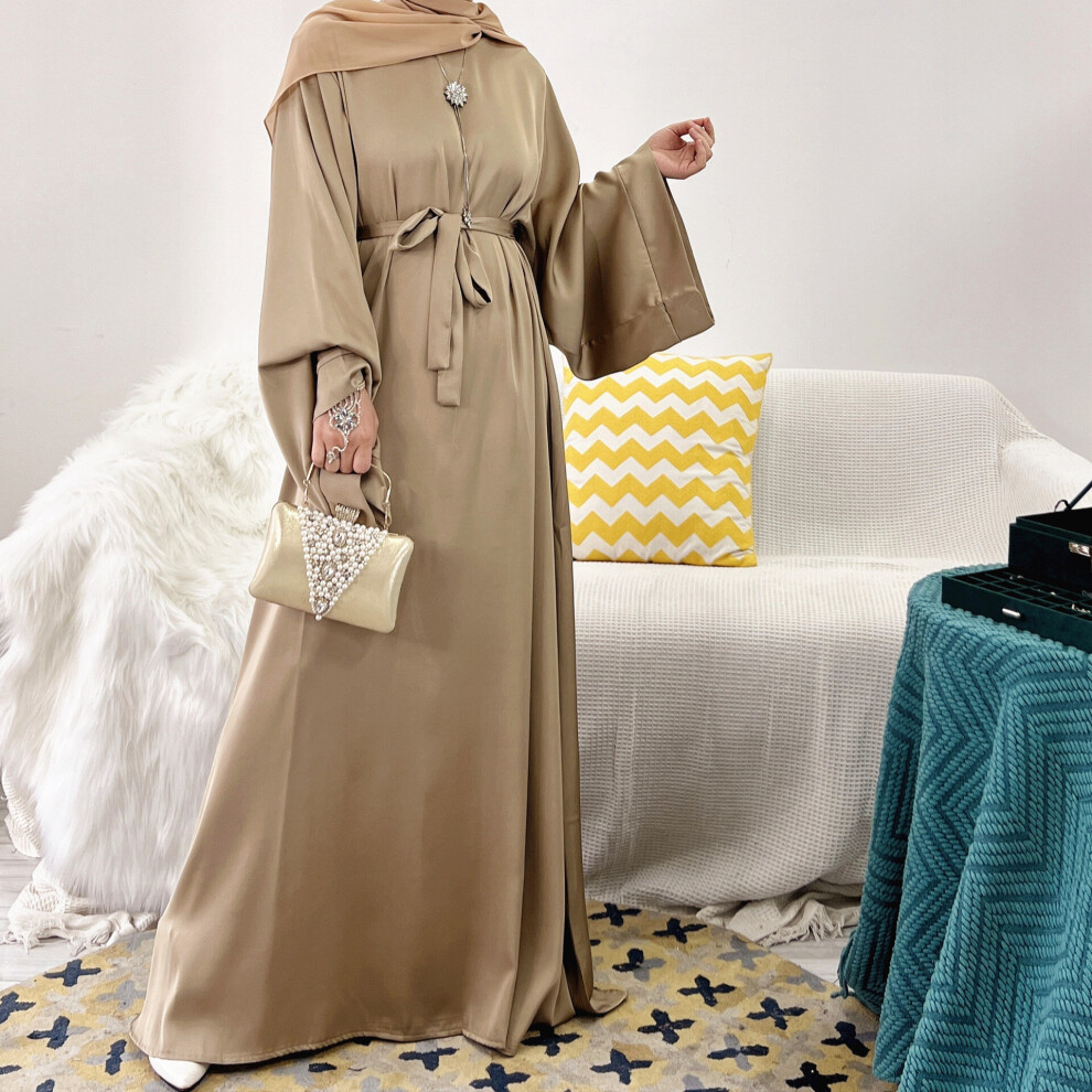 Satin Islamic Muslim Woman Dress Hijab Eid Abaya Dubai Turkey Clothing African Dresses for Women Kaftan Robe Musulmane Longue-image-OPC-PBQFMHZ-NEW