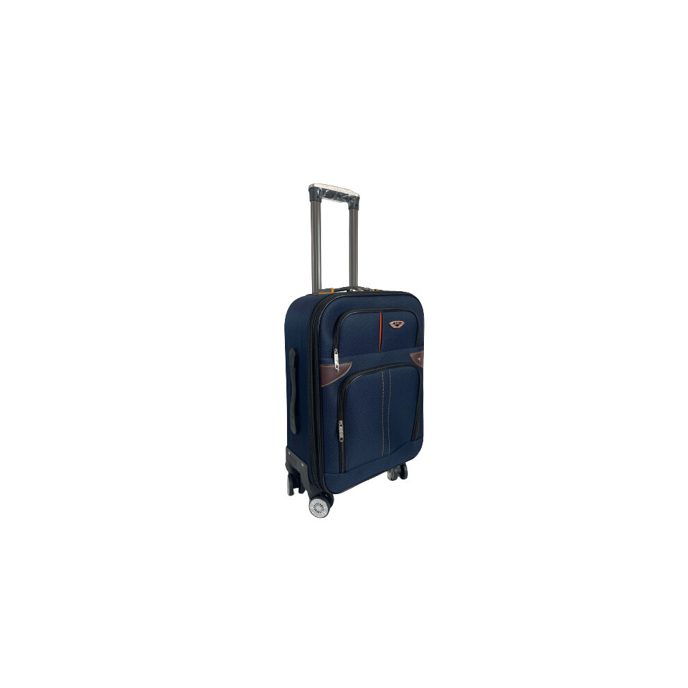 (Navy, Small) Hampton & Stewart Nylon 4 Wheel Suitcase-image-OPC-PBQFVB9-NEW