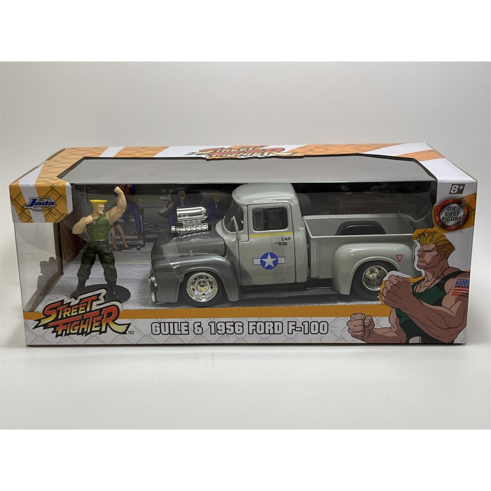 Street Fighter Guile Figure and 1956 Ford F-100 1:24 Scale Jada 34373 253255057