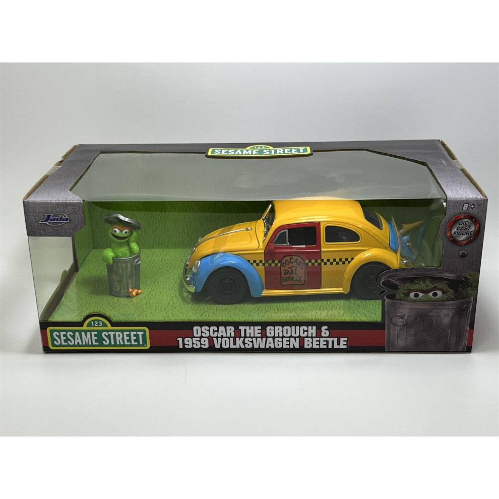 Sesame Street Oscar The Grouch Figure and 1959 Volkswagen Beetle 1:24 Jada 32801 253255059