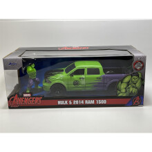 Jada 99726 Marvel Avengers Hulk & 2014 Ram 1500 1:24 Scale Die-Cast - Doors & Bonnet Open, Includes Figure