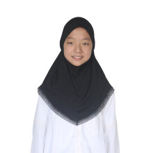 Muslim Girls Hijab Islamic Hijab One Piece with Lace Side Easy to Wear Solid for ages 6-12