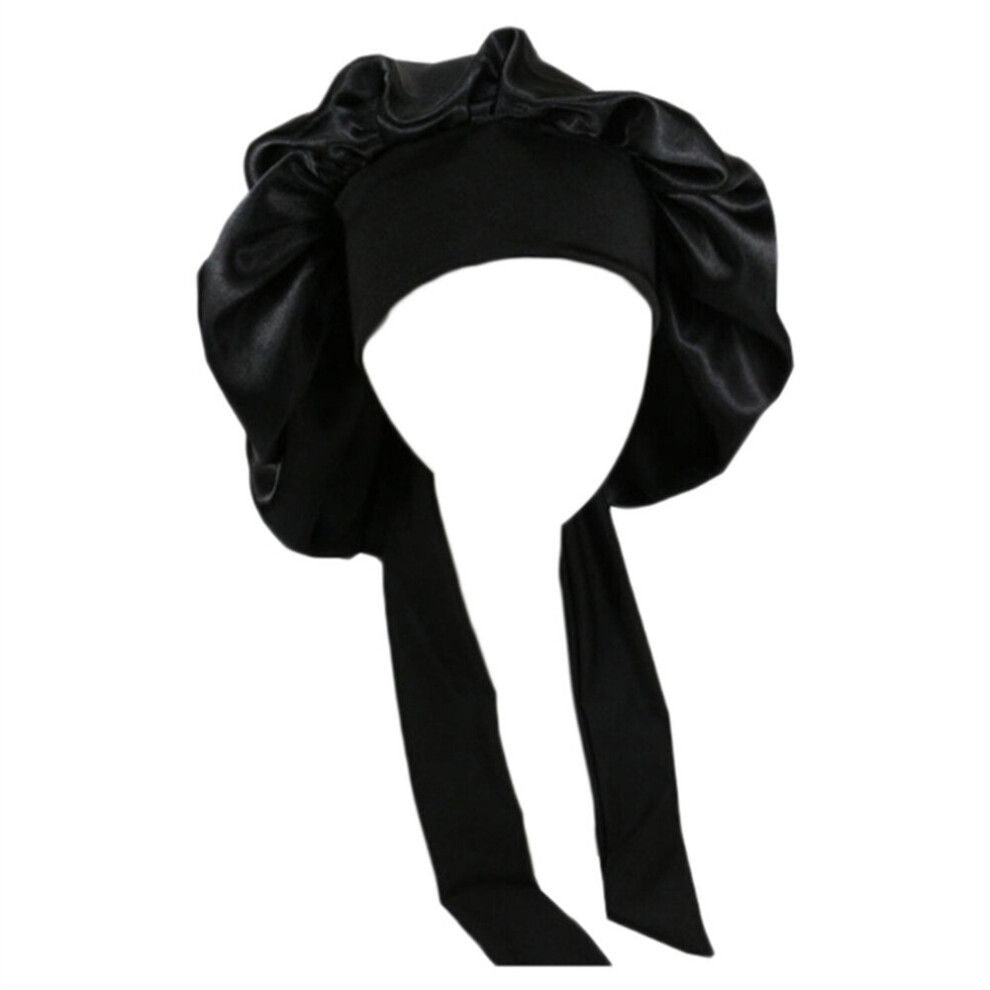 Multicoloured Women Satin Solid Sleeping Hat Night Sleep Cap Hair Care Bonnet Nightcap For Women Men Unisex Cap Bonnet De Nuit Shower Turban