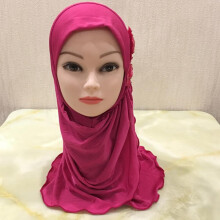 Muslim Girls Hijab Islamic Scarf Shawls With Flowers 2-7 Material Scarf Kids Soft Stretch Fit Muslim Years Headscarf Islami F9D2