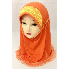 clearance small girl one piece arabic muslim lace hijab (0~6years old )