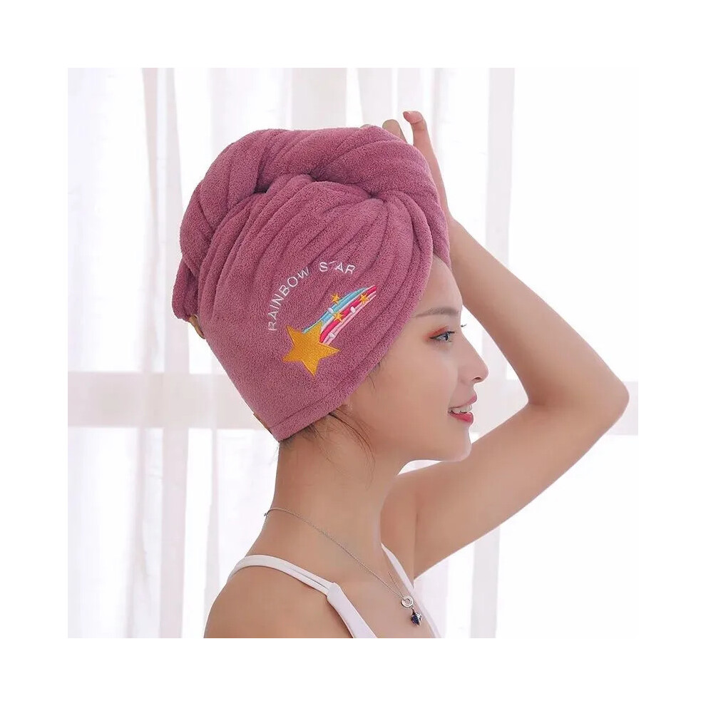 Multicoloured Magic Microfiber Shower Cap Embroidery Towel Bath Hats Dry Hair Cap Quick Drying Soft For Lady Turban Head