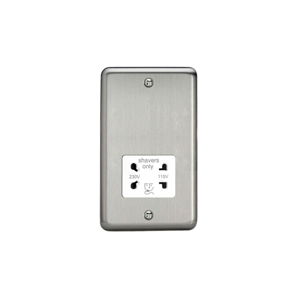 Varilight Dual Voltage Shaver Plug Socket 240V/115V 240V/115V Matt Chrome Xsssw 5021575830927