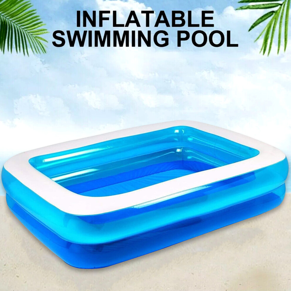 Deluxe Rectangular Inflatable Family Swimming Paddling Pool Garden 79"x59"x20"