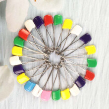 10pcs 55mm Colorful Plastic Head Safety Pin Safety Locking Baby Cloth Diaper Nappy Pins
