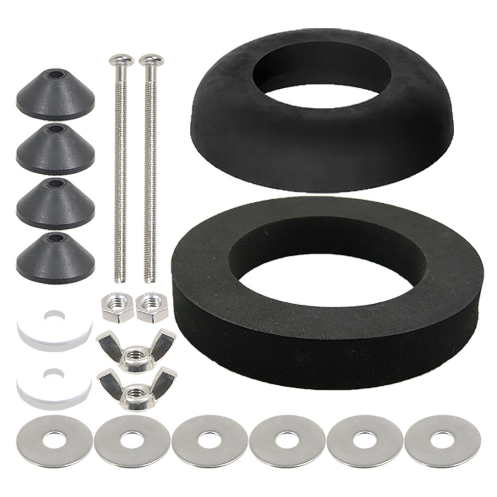 Toilet Cistern Seal Kit 100mm M6 Bolt Through 1.5" Rubber Dome 2" Foam Washer Set