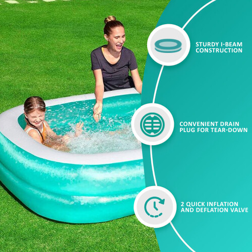 BESTWAY INFLATABLE FAMILY PATIO GARDEN RECTANGULAR PADDLING SWIMMING