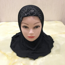 H039 little girl amira hijab with lace on back fit 2-6 old baby pull on islamic scarf head wrap
