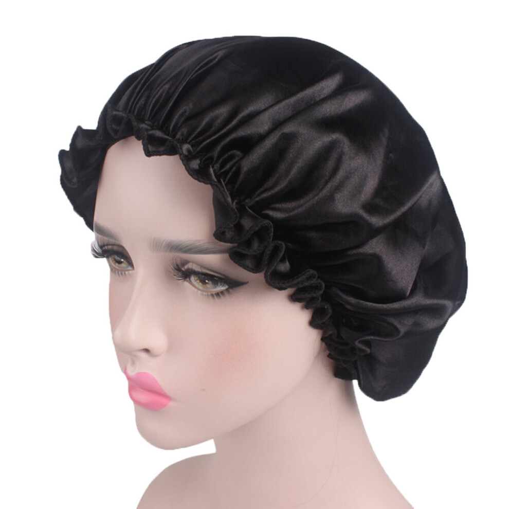 Lady Night Sleep Hat Long Hair Care Chemo Cap Satin Lace Bonnet Turban Headwrap Bandanas Beanie Bathroom Shower Caps Red