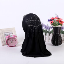 Amira Muslim Girls Headwear Diamond Tassel Hijab Kids Islamic Prayer Headscarf Arab Soft Wrapped Scarf Plain Shawls Middle East