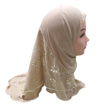 Girls Kids Muslim Pretty Hijab Islamic Arab Scarf Shawls Flower Pattern Headscarf Children Shawls Wrap Headwear Caps Amira