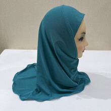 Kids Girls Hijab Amira Muslim Headwear Hat Islamic Shawl Wrap Head Covers Turban Ramadan Headscarf Bandanas Solid