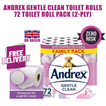 Andrex Gentle Clean Toilet Rolls-72 Toilet Roll Pack 2-ply Bulk Buy