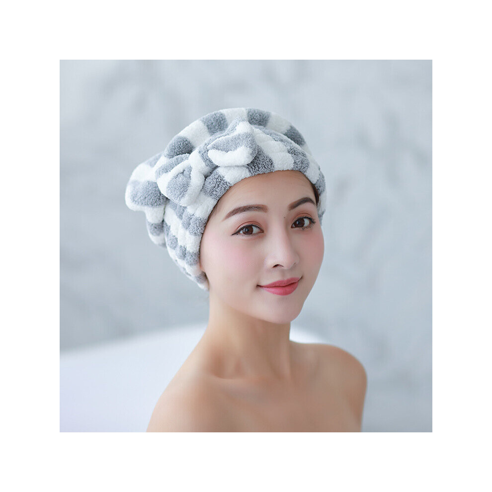 Bowknot Dry Hair Towel Quick-Drying Hair Cap Shower Cap for Women Striped Pattern Absorbent Bath Accessories Hair Bonnets