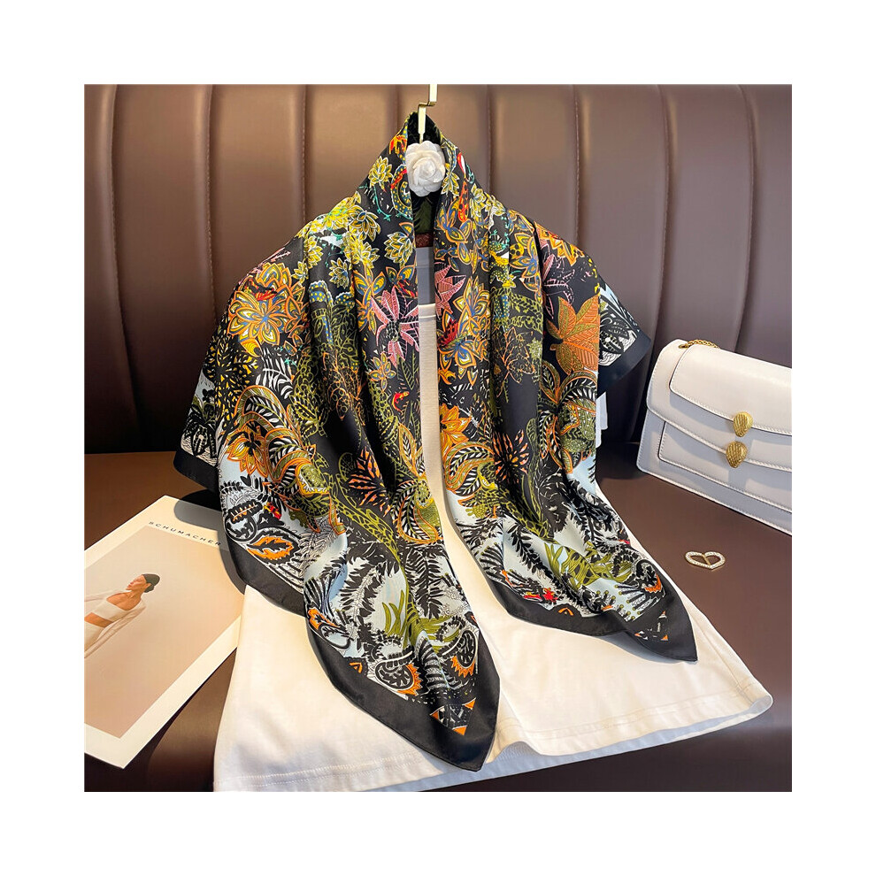 Summer Twill Silk Scarf Women Headkerchief Print Shawl Hijab Female Neck Tie Wrap Hair Foulard Bandana-image-OPC-PBQG9G9-NEW