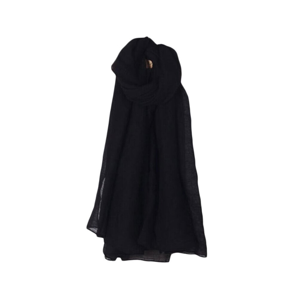 Women Solid Long Scarf Wrap Vintage Cotton Linen Large Shawl Hijab-image-OPC-PBQG9B2-NEW