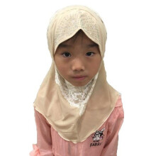 Muslim Kids Girls Hijab One Piece Amira Hat Lace Rhinestone Hijabs Islamic Prayer Scarf Shawl Wrap Arab Headscarf Cover Caps