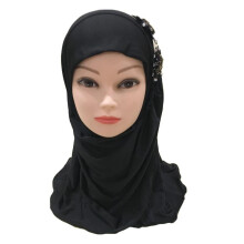 Fahion Girls Kids Muslim Hijab Islam Arab Scarf Shawls Flower Headscarf Cap Head Wrap Ramadan Full Cover Prayer Accessories 2-6Y