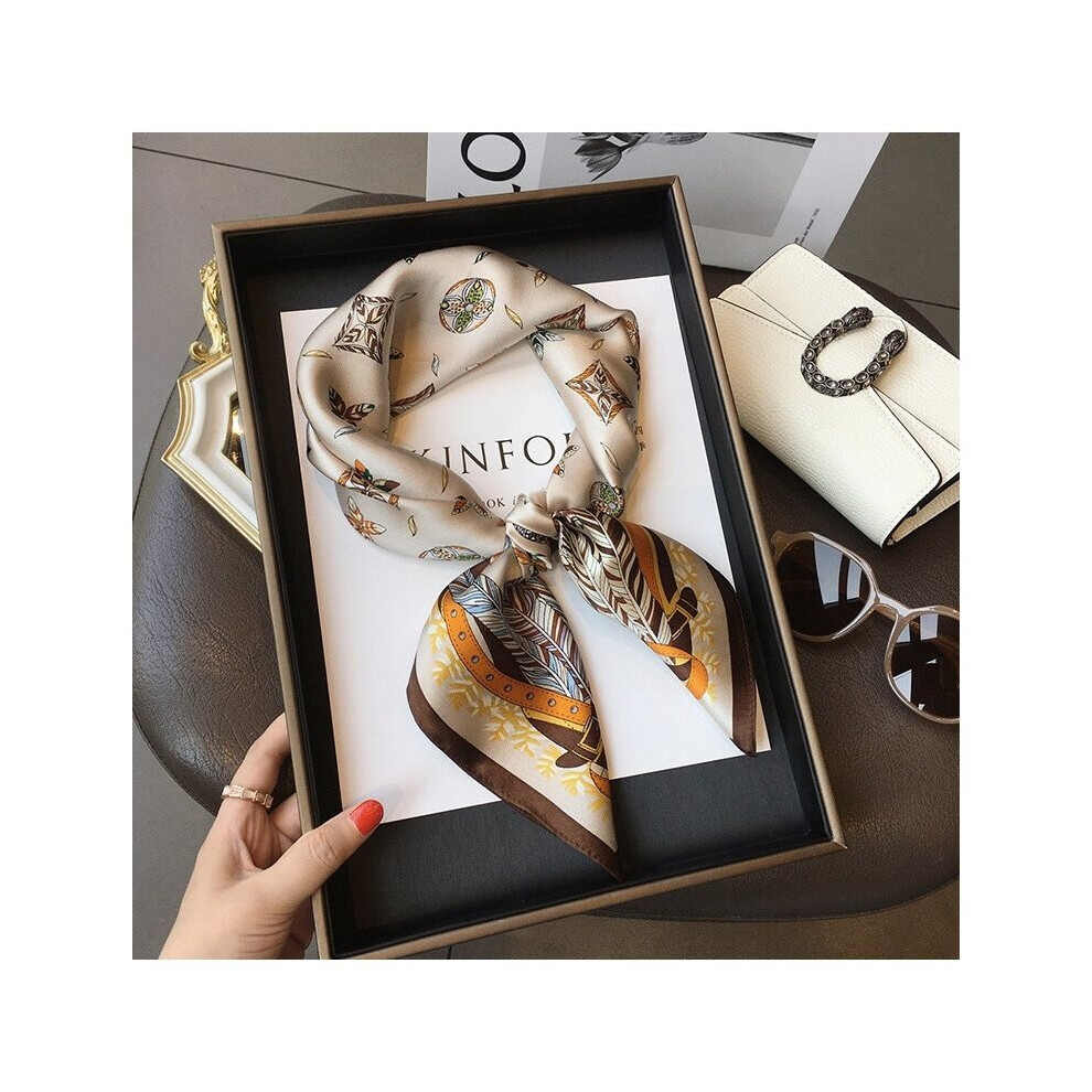 70x70cm Women Silk Scarf Stripes Printed Casual Satin Hijab Small Square Wraps Scarves Shawl Hair Bandana Head Band-image-OPC-PBQGB28-NEW