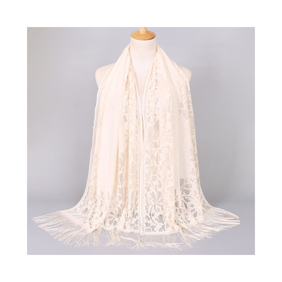 Foulard Women Lace Wrap Hijabs Tassels Scarves Foulard Femme Plain/Solid Head Scarf Muffler Shawl Bandana-image-OPC-PBQG9W5-NEW