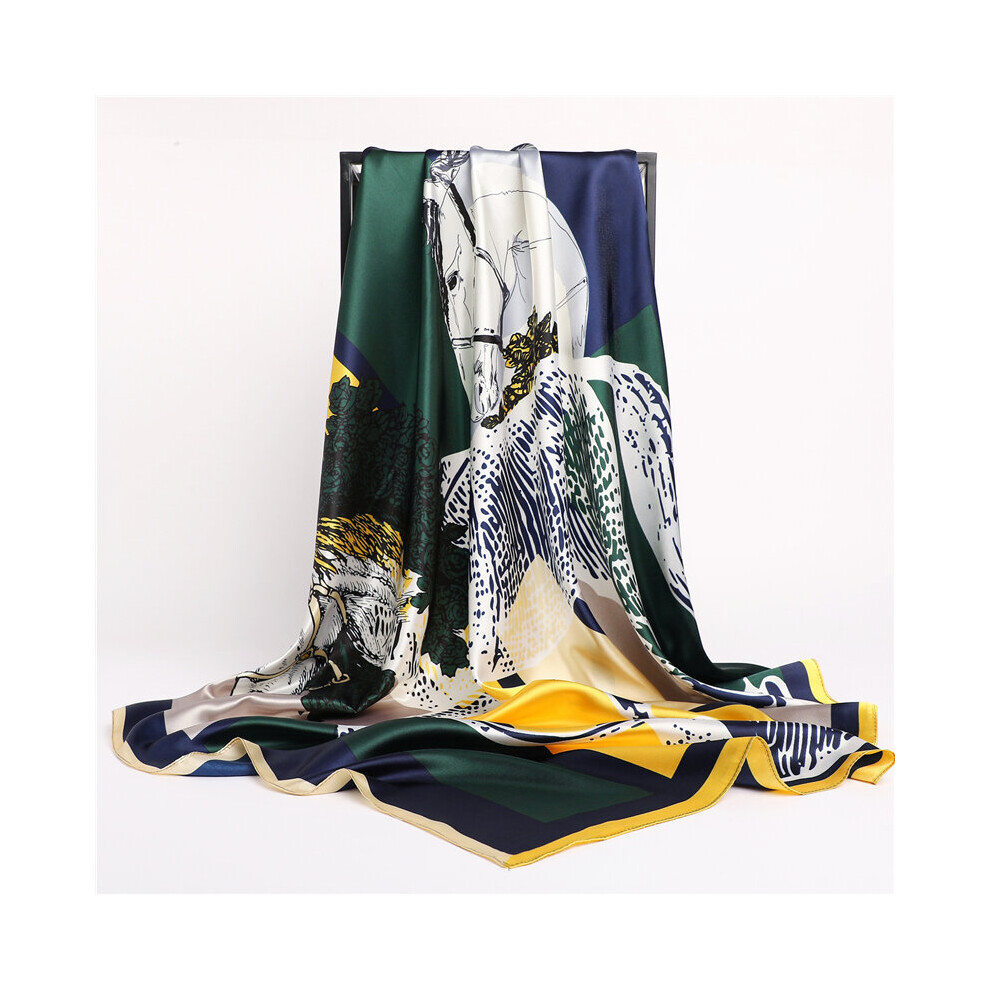 Horse Print Satin Silk Square Scarf for Women Hijab Headband Shawl Wrap Bandana Neckercheif Foulard-image-OPC-PBQGBRS-NEW