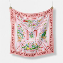 Twill Silk Scarf Floral Painting Square Scarves Wraps Bandana Small Hijab Foulards Tie Headband Neckerchief szalik dla dzieci