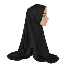 H094 big size muslim hijab with crinkles pull on amira islamic scarf girls head wrap solid headscarf plain
