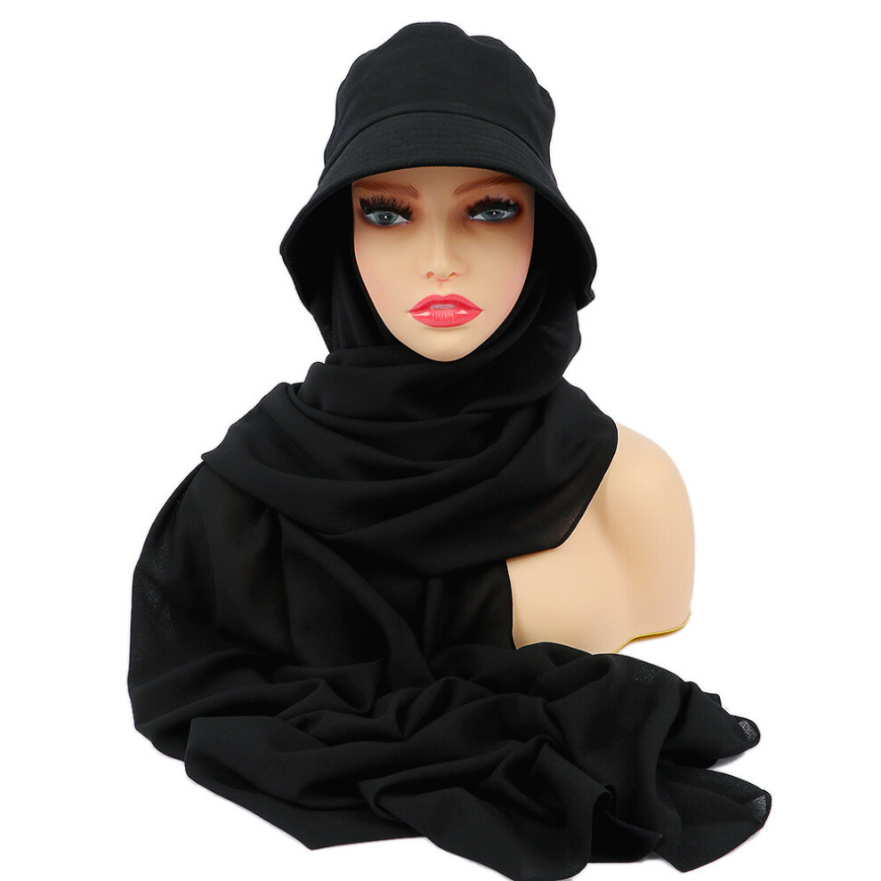 2In1 Style Muslim Women Instant Hijab Casual Look Fisherman Hat With Chiffon Scarf Shawl Ready To Wear Islamic Headscarf on OnBuy