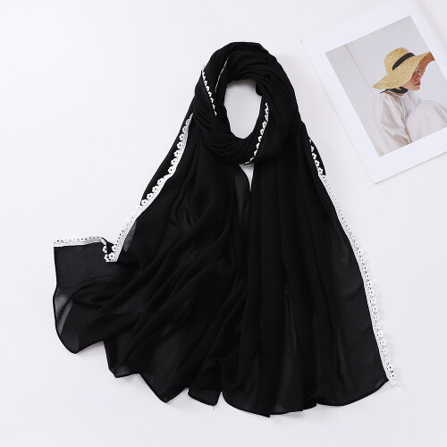 Lace Hijab Long Shawls Muslim Scarf Islamic Hijab Bubble Chiffon Plain Scarves Foulard Bufanda 5562